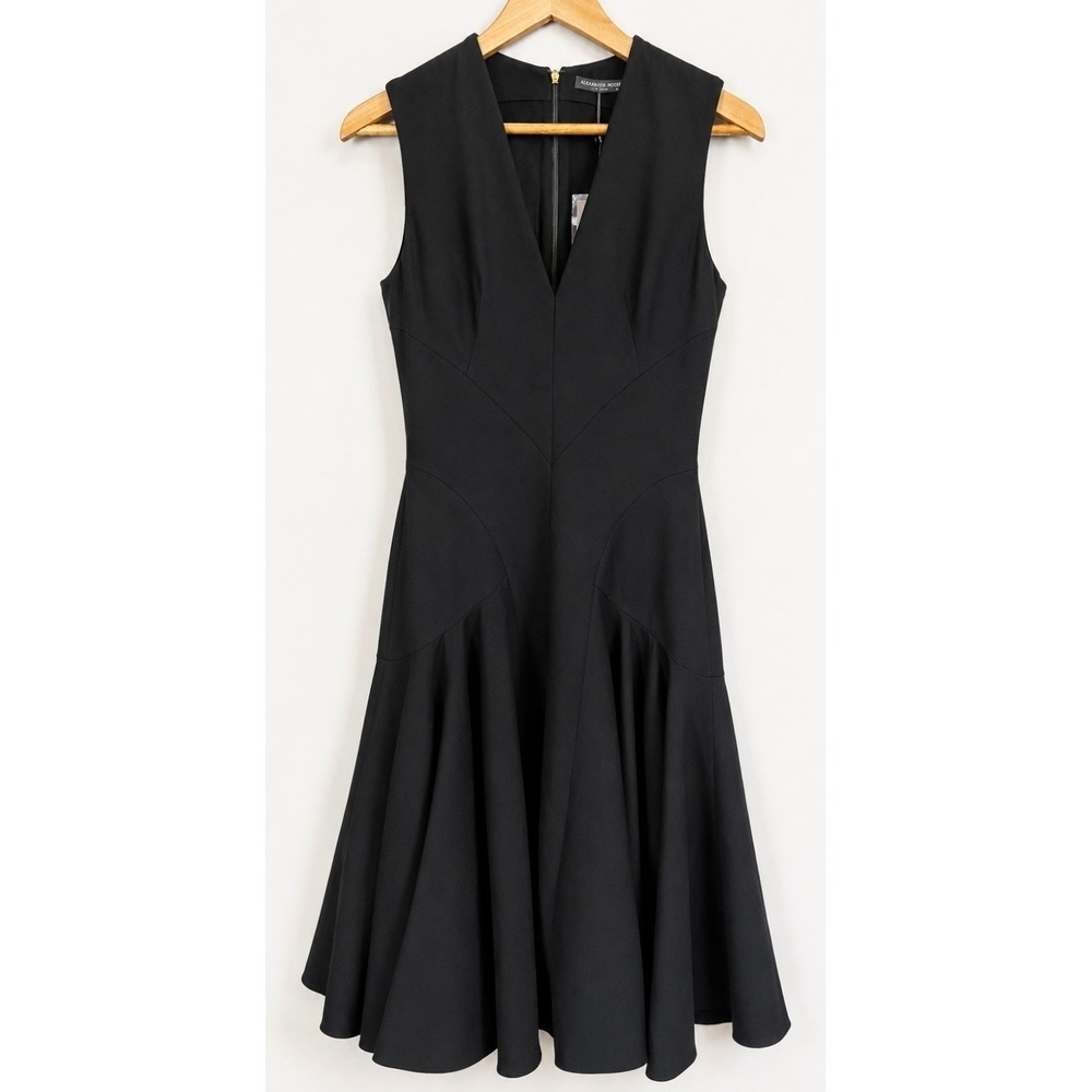 NWT Alexander McQueen Wool Silk Sculpted Fit Flare Dress IT 40 US 4